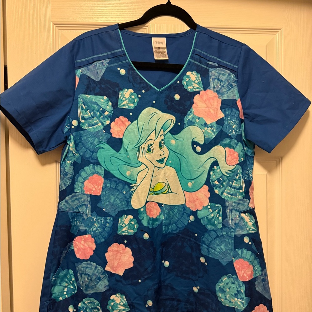 Disney Ariel Blue and Pink Scrub Top